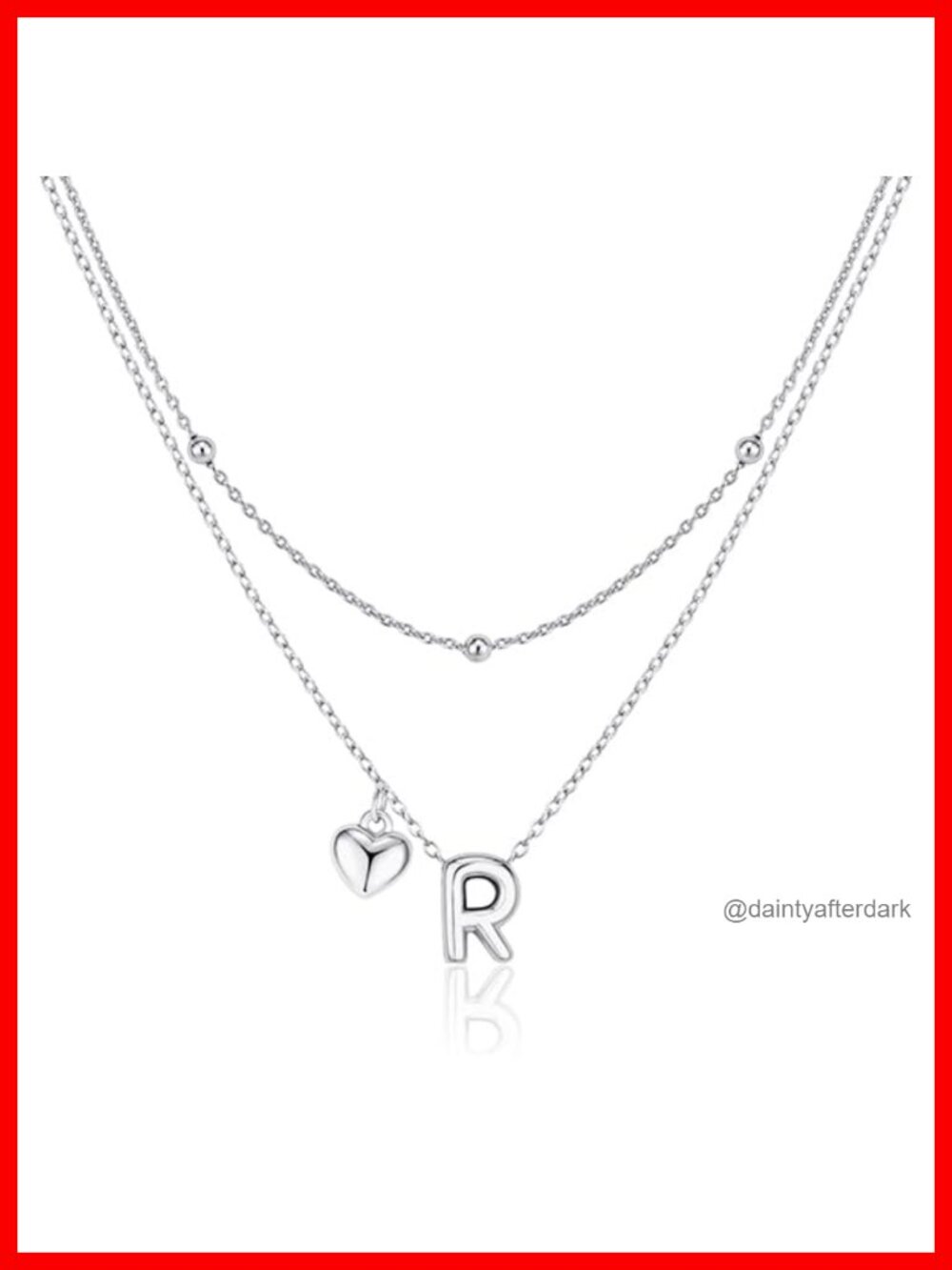 Dainty Heart Initial Pendant Necklace Gold Plated Layered Letter Necklace
